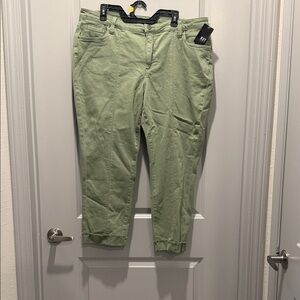 Kut from the Kloth Amy Crop Straight Leg Jeans in Tuscan Olive | Sz 16W